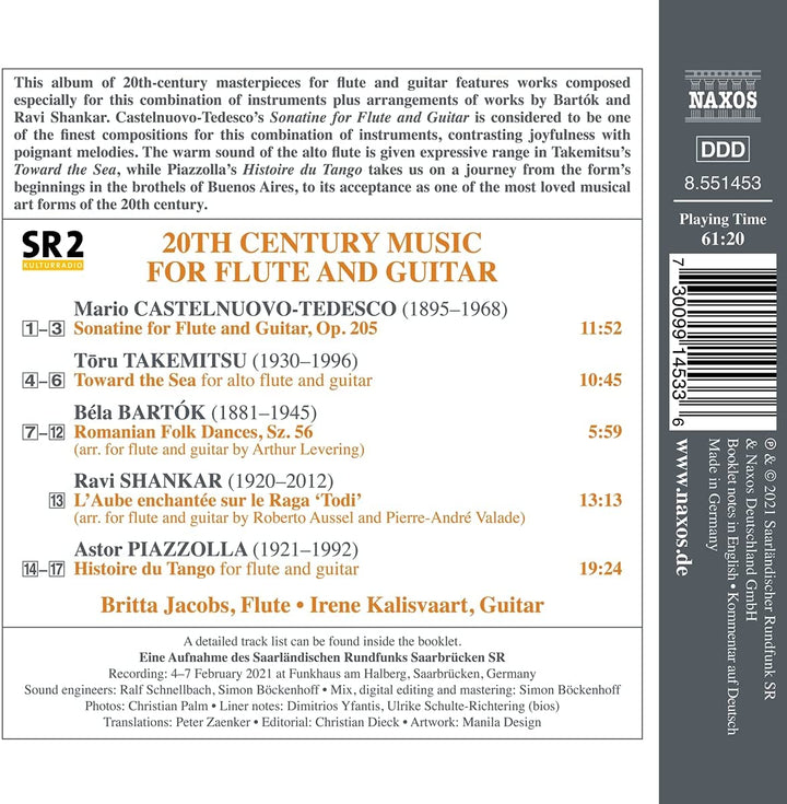 Britta Jacobs - Bartok: Flute & Guitar Music [Britta Jacobs; Irene Kalisvaart] [Naxos: 8551453] [Audio CD]