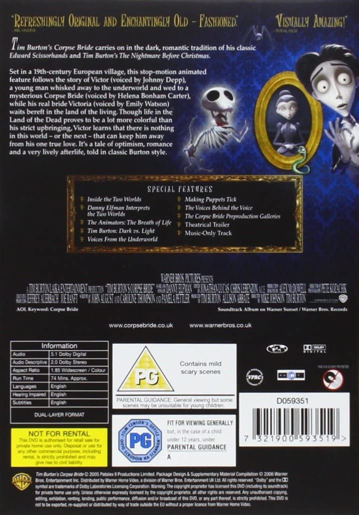 The Corpse Bride [2005] - Fantasy/Musical [DVD]