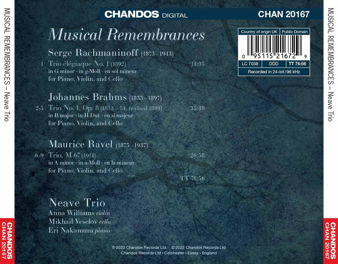 Musical Remembrances [Neave Trio] [Chandos: CHAN 20167] [Audio CD]