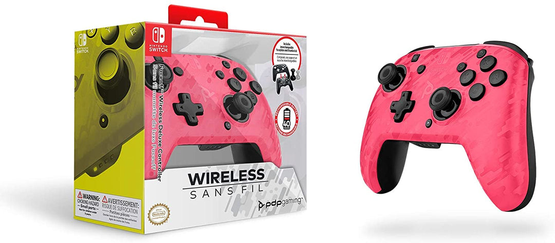 Controller PDP Faceoff Deluxe+ Interruttore wireless audio Camo Pink