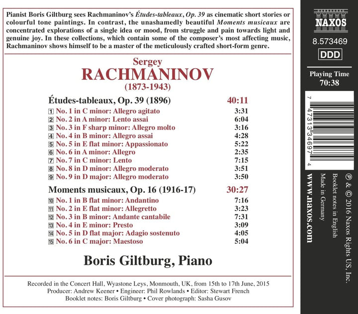 Rachmaninow:Etudes-Tableaux [Boris Giltburg] [Naxos: 8573469] [Audio CD]