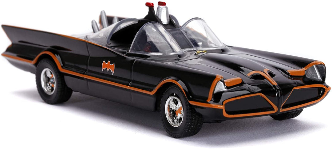 Jada 253213002 1966 Classic Batmobile Toy Car Die-Cast Includes Batman Figure 1:32 Scale Black, One Size