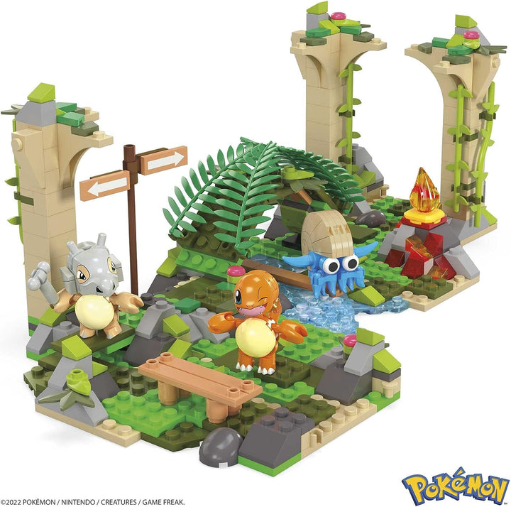 ?MEGA Pokémon Jungle Ruins-Bauset, Cubone-, Charmander- und Omanyte-Figuren?