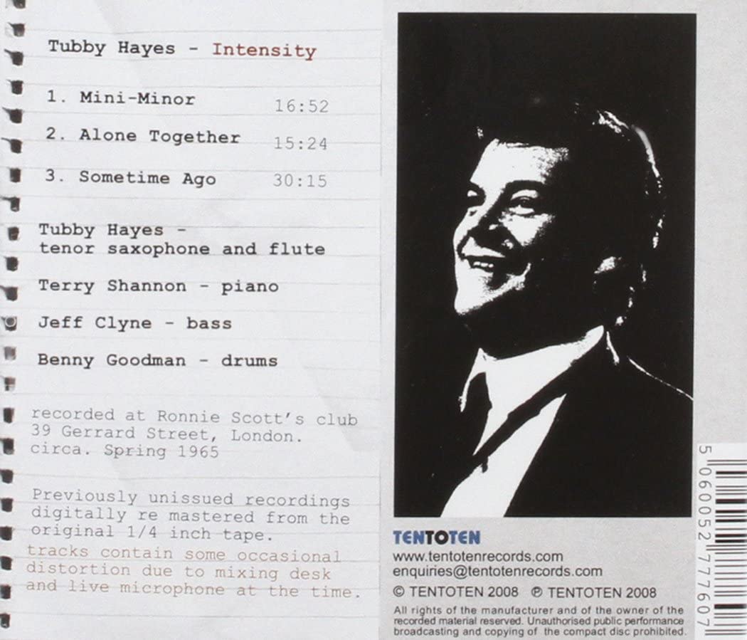 Tubby Hayes - Intensity - The 1965 Tapes [Audio CD]