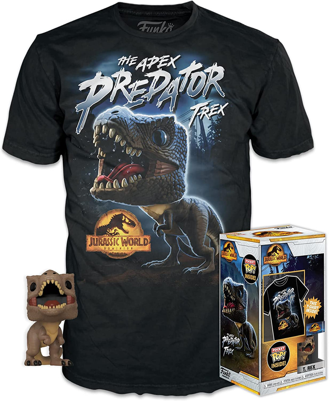 Loungefly Funko Pocket Funko POP! &amp; Tee: Arcadia – Trex – S – Jurassic World Dom
