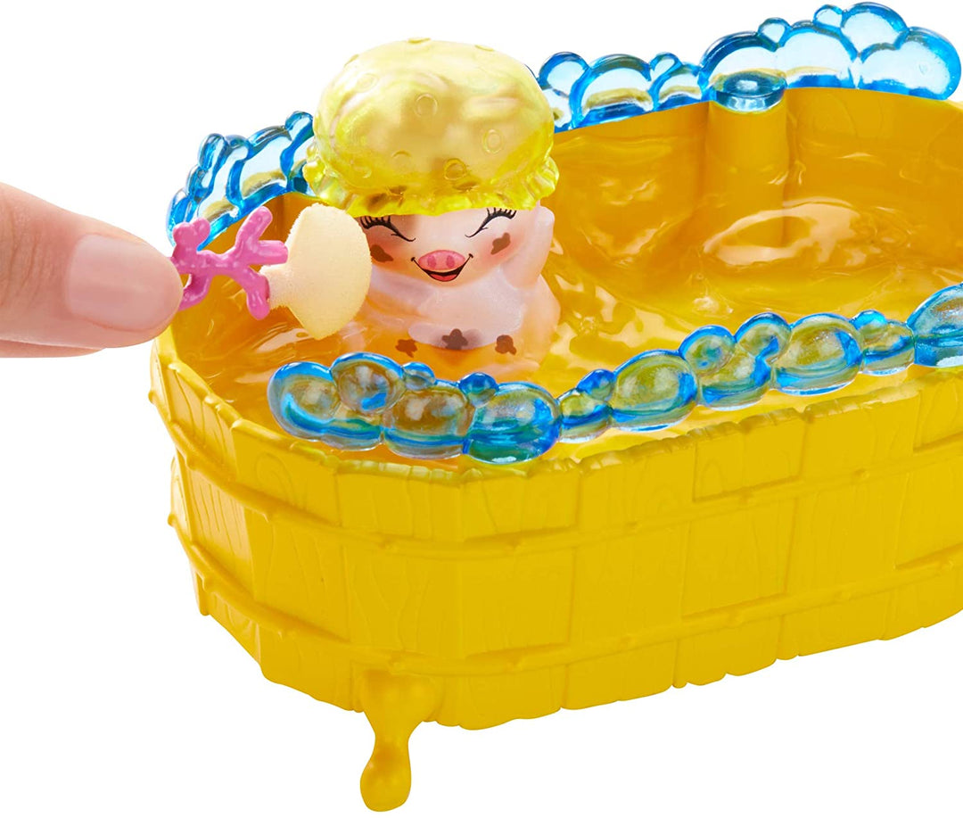 Enchantimals GJX36 BATHTIME Splash SPIELSET mit PETYA Pig Doll &amp; STREUSEL, Multi