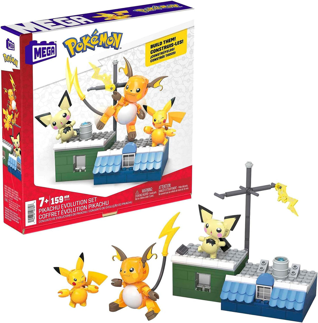 MEGA Pokémon-Actionfiguren-Bauspielzeug für Kinder, Pikachu-Entwicklungsset mit 16