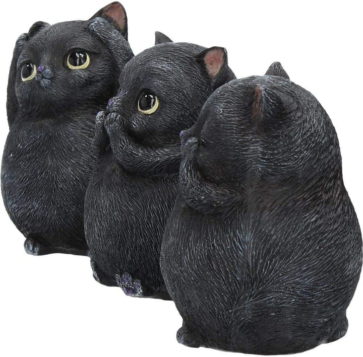 Nemesis Now Three Wise Fat Cats 8.5cm Figurine, Resin, Black