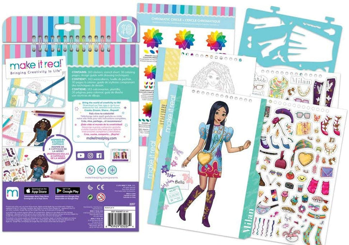 Make It Real 2903205, schetsboek, stadsstijl, modeontwerpboek voor kinderen, veelkleurig