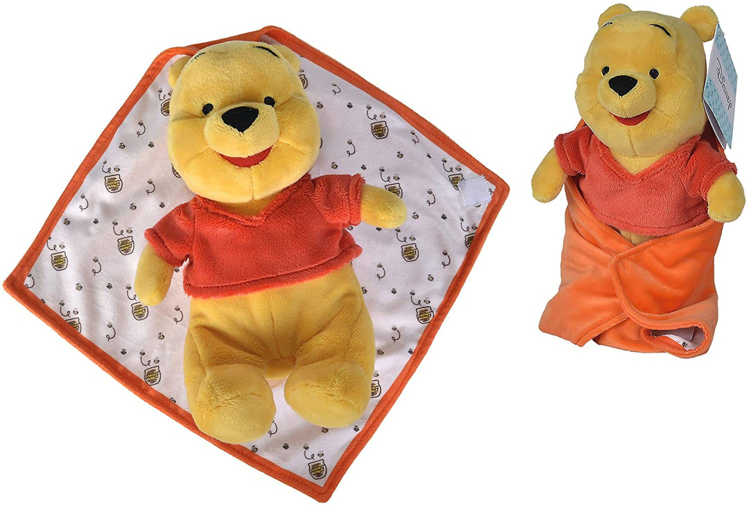 Simba Toys - Winnie plush 25 cm with extra soft blanket, 100% official license,