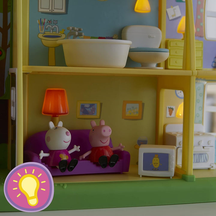 Peppa Pig Peppa's Adventures Peppa's Playtime to Bedtime House, Vorschulspielzeug, Sprache, Licht und Geräusche, ab 3 Jahren