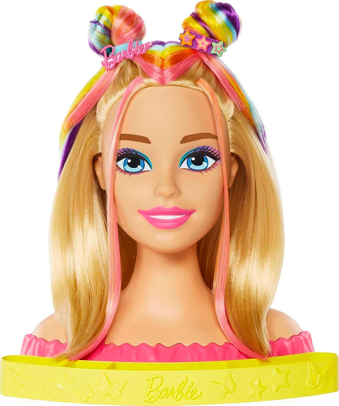 Barbie Doll Deluxe Styling-Kopf, Barbie Totally Hair, Glattes Blondes Neon-Regenb