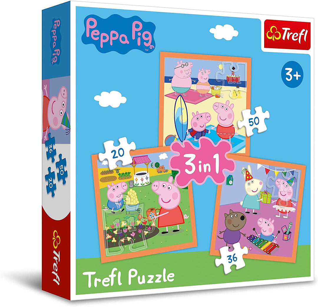 Trefl 916 34852 EA 3 in 1 Peppa Pig, red