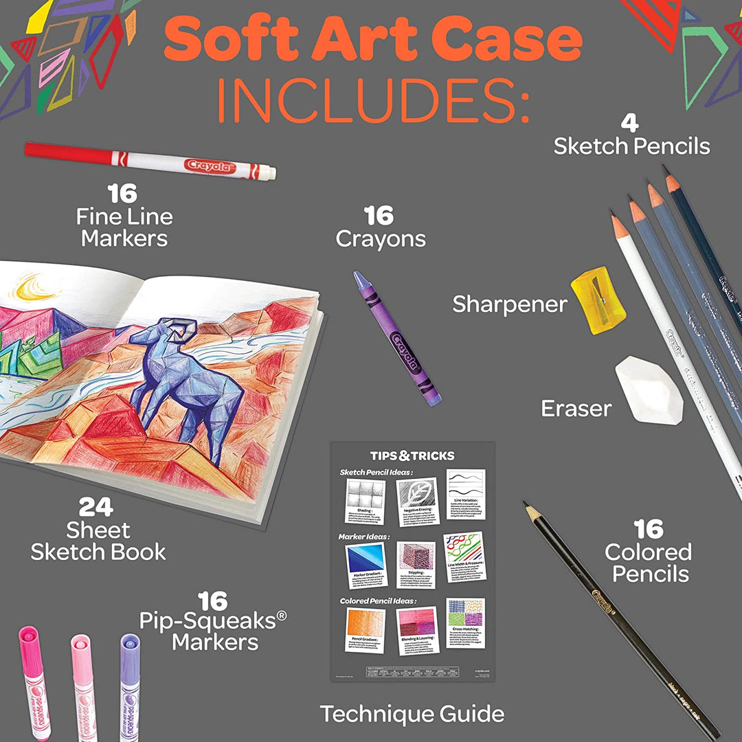 Crayola - Sketch & Color Art Kit 70+ Piece Set with Sketchbook