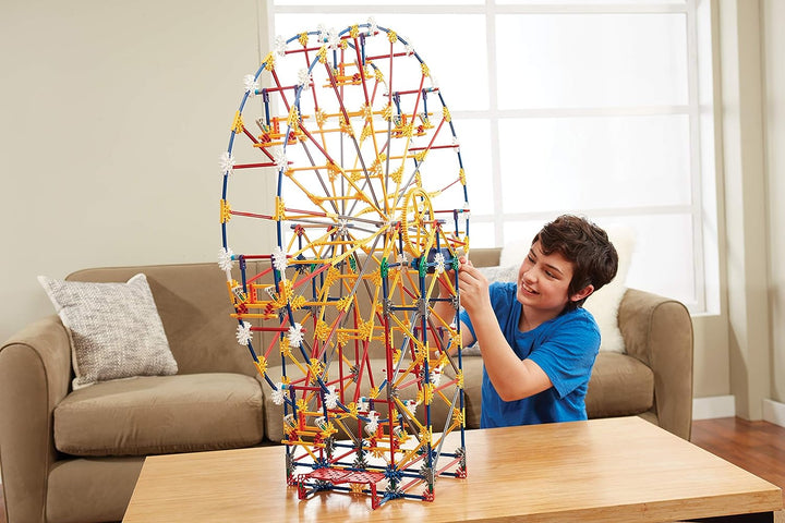 K'NEX 17035 Thrill Rides 3-in-1-Bauset für klassische Vergnügungsparks, 744-teiliges Kinderbauset für kreatives Spielen, stundenlanger Spaß beim Bauen von drei Fahrgeschäften auf dem Messegelände, geeignet für Jungen und Mädchen ab 9 Jahren