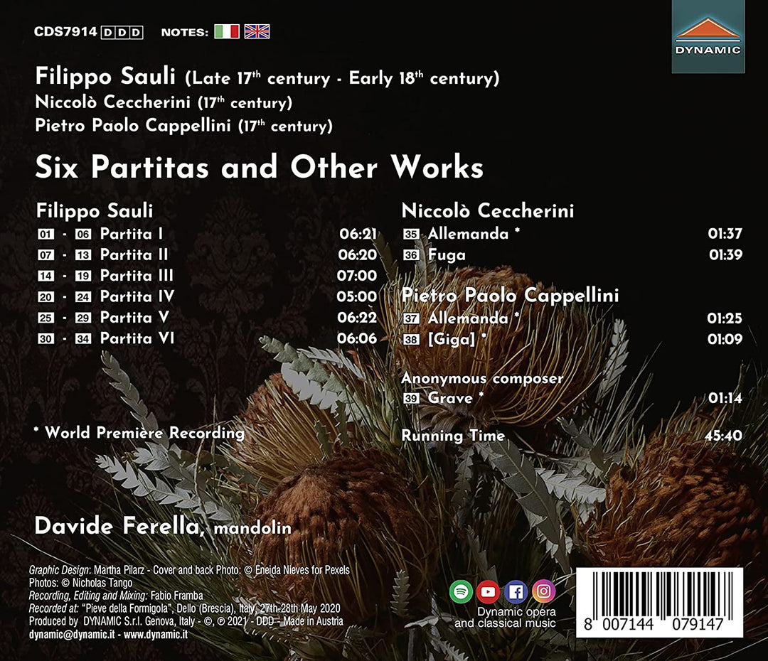 Six Partitas And Other Works [Davide Ferella] [Dynamic S7914] [Audio CD]