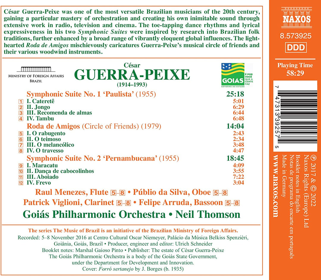 Guerrapeixe: Symphonic Suites [Goiás Philharmonic Orchestra; Neil Thomson] [Naxos: 8573925] [Audio CD]