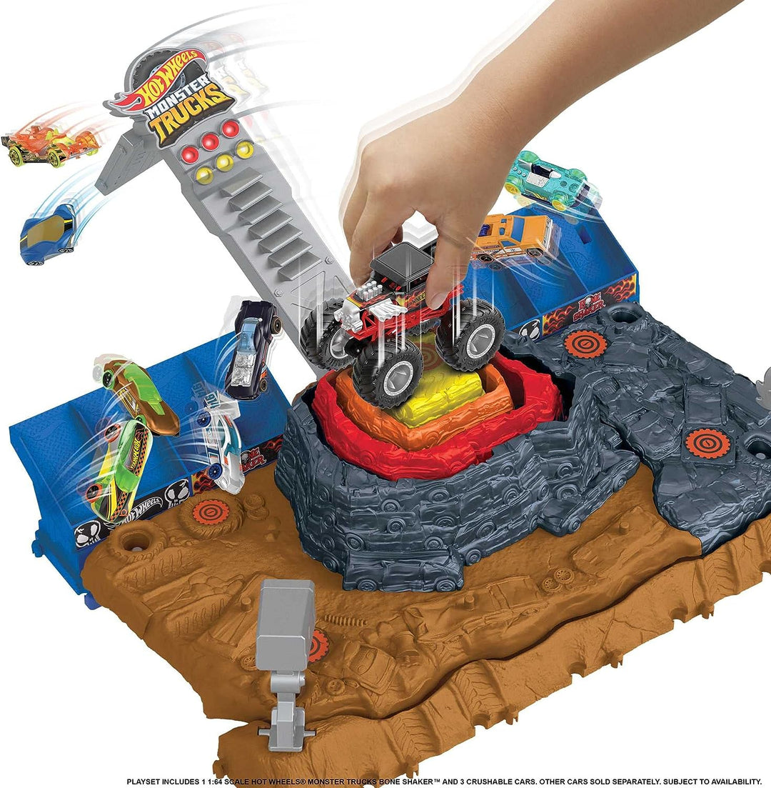 ?Hot Wheels Monster Trucks Arena Smashers Bone Shaker Ultimate Crush Yard Playset