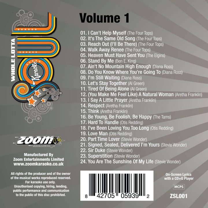 Zoom Karaoke CD+G - Whole Lotta Soul And Motown - Volume 1 [Card Wallet] [Audio CD]