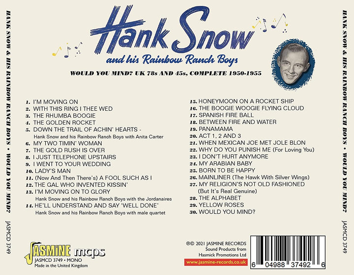 Hank Snow und seine Rainbow Ranch Boys – Würde es Ihnen etwas ausmachen? UK 78s &amp; 45s, Complete 1950-1955 [Audio-CD]