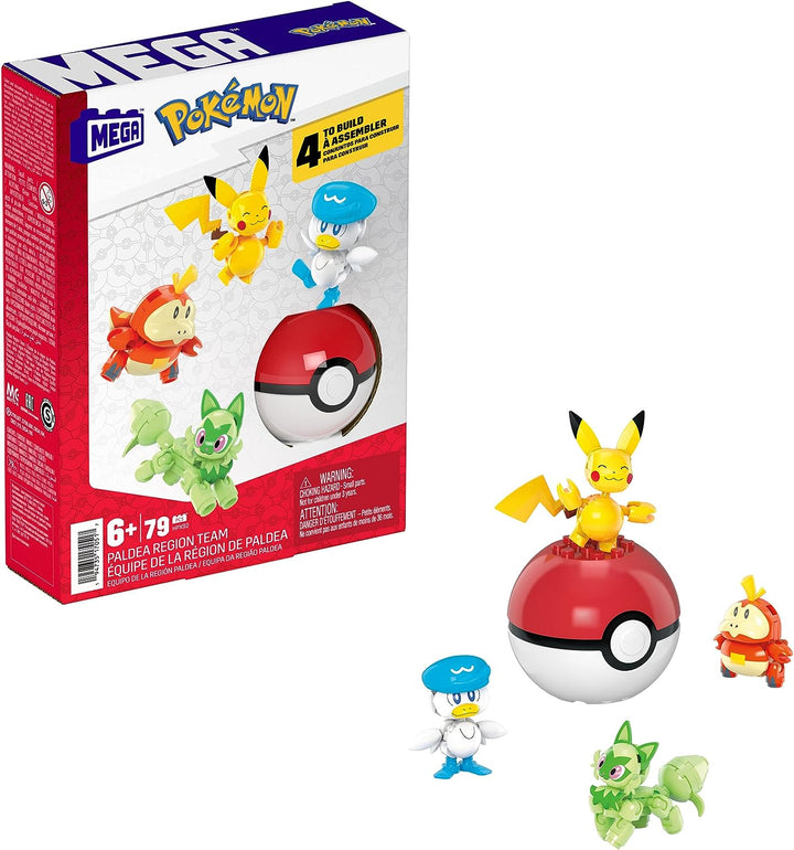 MEGA-Pokémon-Actionfiguren-Bauspielzeug für Kinder, Paldea-Region-Team mit 79 Pi