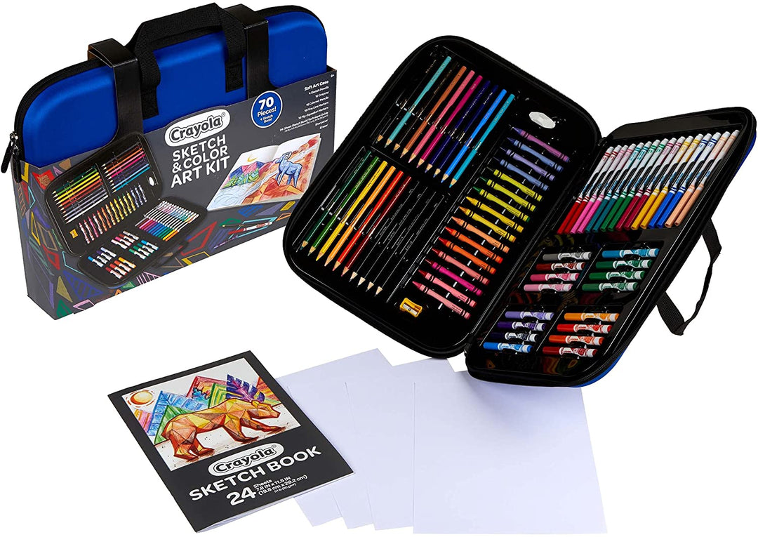 Crayola - Sketch & Color Art Kit 70+ Piece Set with Sketchbook