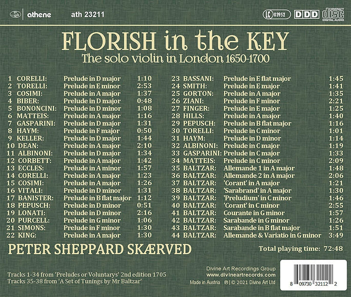 Peter Sheppard Skærved - Florish In The Key [Peter Sheppard Skærved] [Athene: ATH23211] [Audio CD]