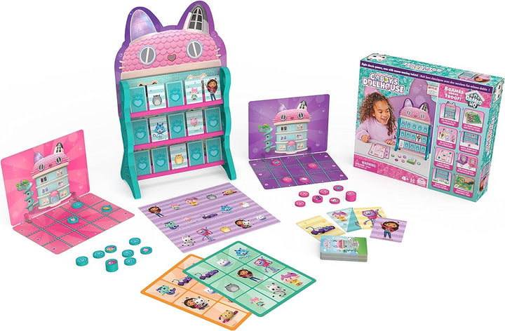 Gabby's Dollhouse, Games HQ Checkers Tic Tac Toe Memory Match Go Fish Bingo Card