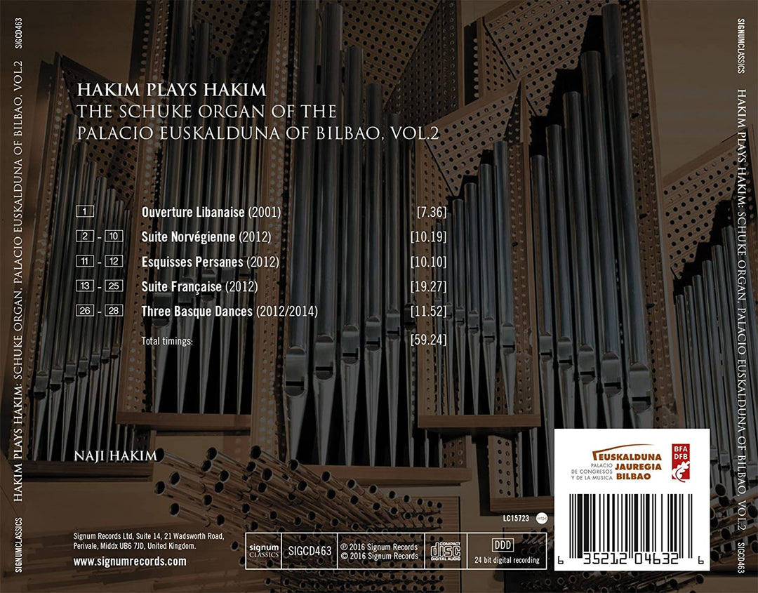 Hakim Plays Hakim: The Schuke Organ of the Palacio Euskalduna of Bilbao, Vol. 2 - Naji Hakim [Audio CD]