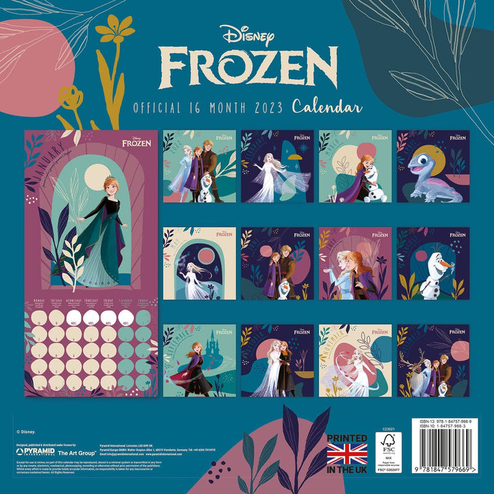 Disney Frozen Calendar 2023 - Month to a View Planner 30cm x 30cm - Official Merchandise