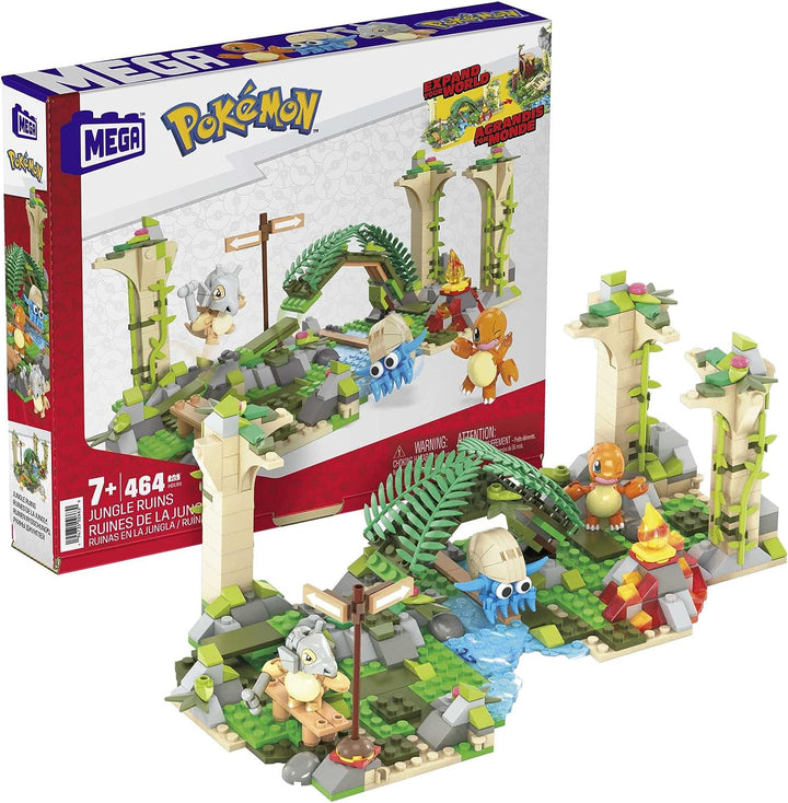 ?MEGA Pokémon Jungle Ruins-Bauset, Cubone-, Charmander- und Omanyte-Figuren?