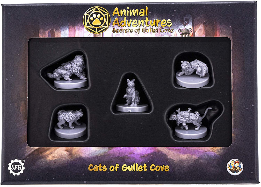 Animal Adventures: Secrets of Gullet Cove - Cats of Gullet Cove, RPG Miniatures for Roleplaying Tabletop Games Ready to Paint or Play, 5e Dungeon Crawl Campaign Compatible