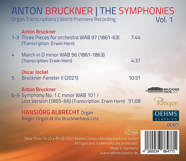 Bruckner: Symphonies Vol 1 [Hansjörg Albrecht] [Oehms Classics: OC477] [Audio CD]