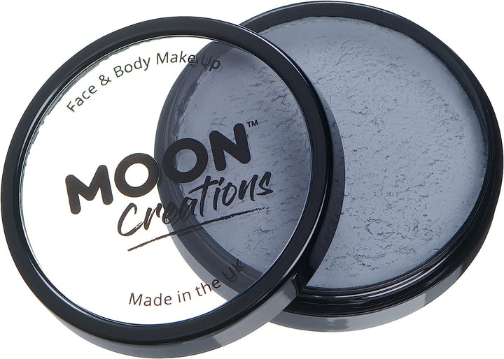 Pro Face &amp; Body Paint Cake Pots von Moon Creations – Dunkelgrau – Professionelles Gesichtsfarben-Make-up auf Wasserbasis für Erwachsene und Kinder – 36 g