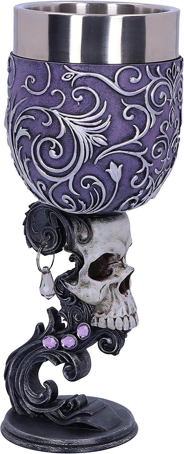 Nemesis Now B5168R0 Deaths Desire Twin Skull Heart Set of Two Goblets, Purple, 1