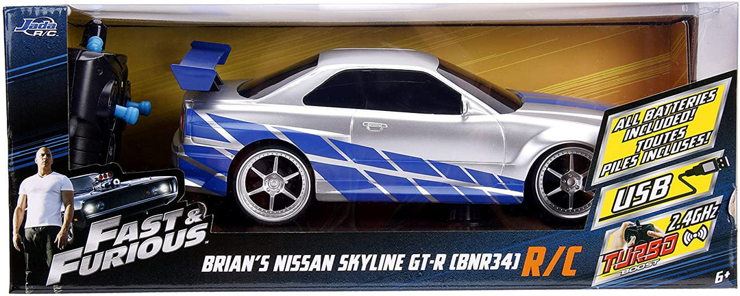 Jada - Fast&Furious - R/C Nissan Skyline GTR 1:16 2,4GHz (253206007), White Blue