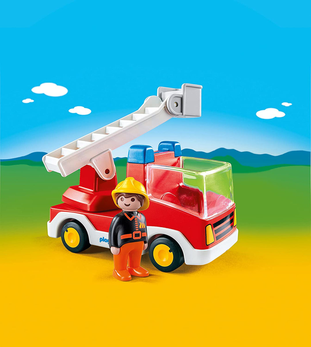 Playmobil 6967 1.2.3 Bombero con unidad de escalera Camión de bomberos
