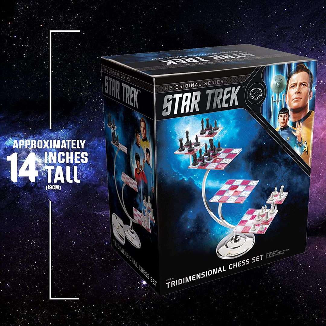 The Noble Collection Star Trek Dreidimensionales Schachspiel – 32 hochdetaillierte Schachfiguren aus Kunststoff – Offiziell lizenzierte Star Trek TV-Show-Spielgeschenke