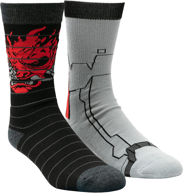 JINX Cyberpunk 2077 Johnny Silverfoot bestickte Athletic Crew Socken, mehrfarbig