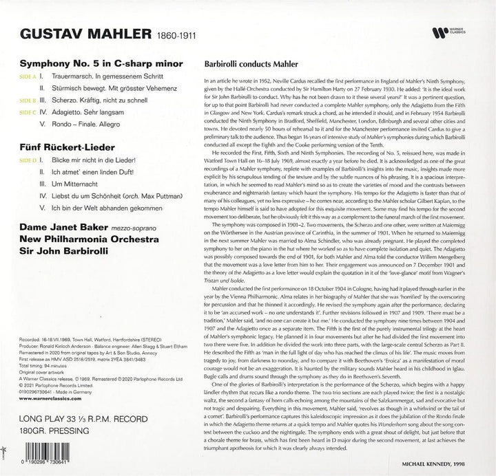 Sir John Barbirolli  - Mahler: Symphony No 5 & Ruckert-Lieder [Vinyl]