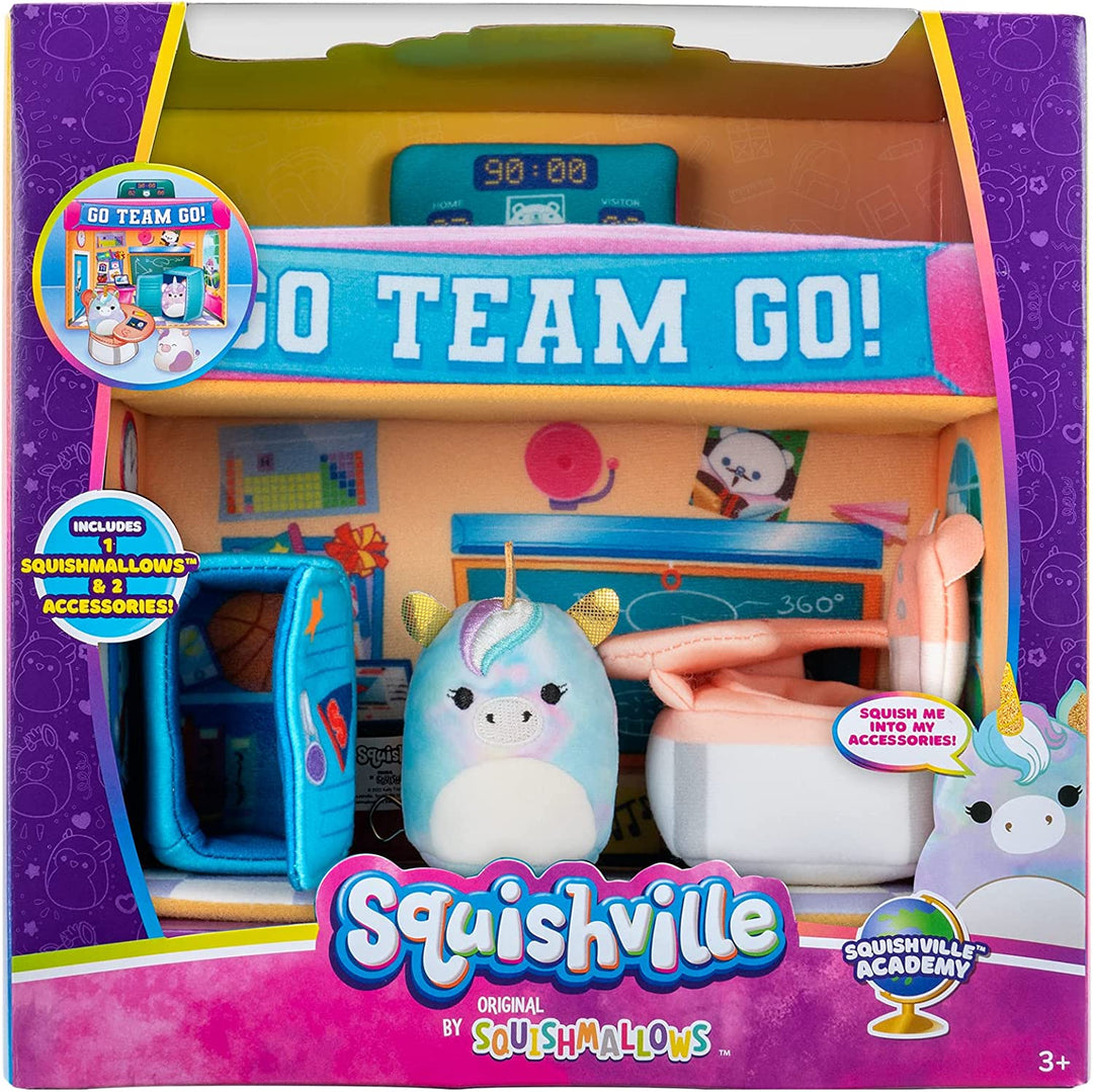 Squishville SQM0325 Deluxe Academy Playscene – inklusive 2-Zoll-Plüschzubehör