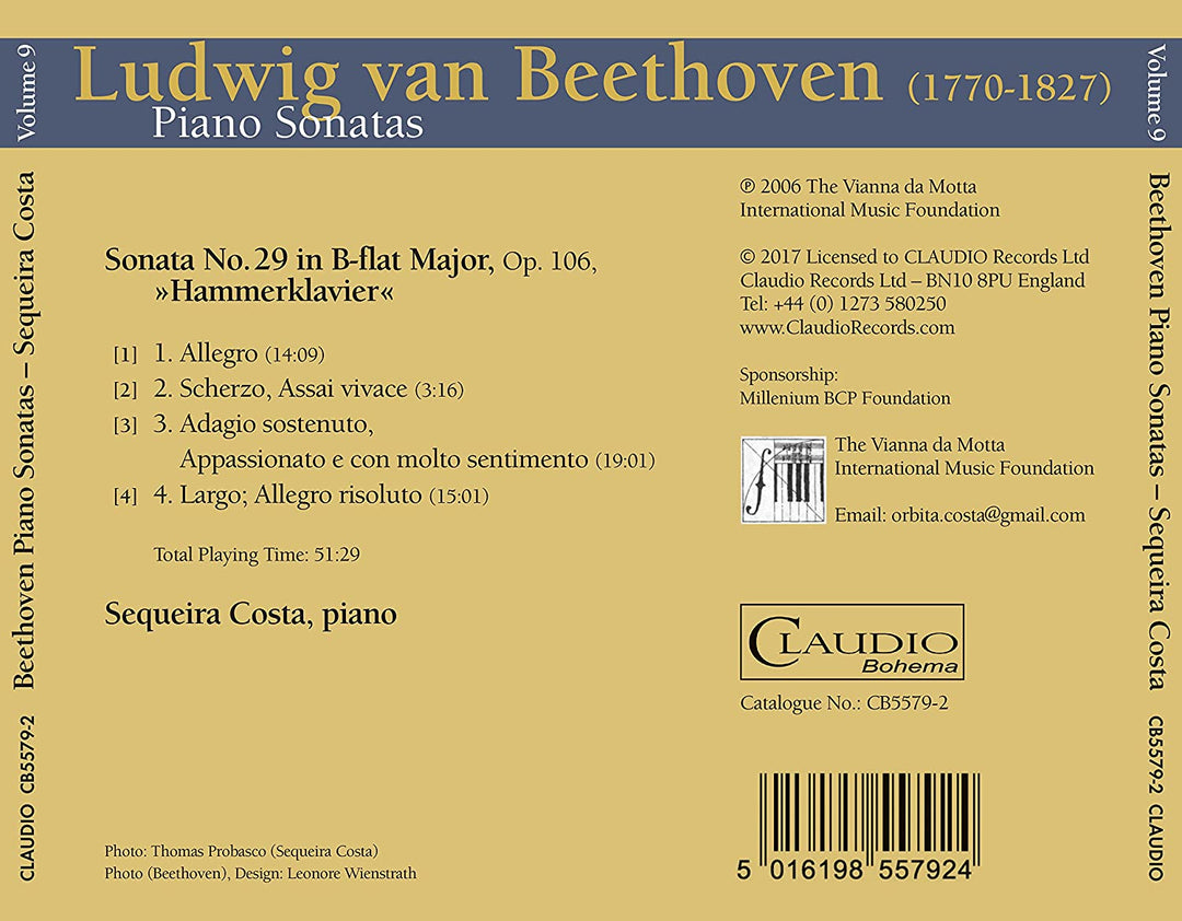 Beethoven: Piano Sonatas, Vol. 9 [Sequeira Costa] [Claudio Records: CB5579-2] [Audio CD]