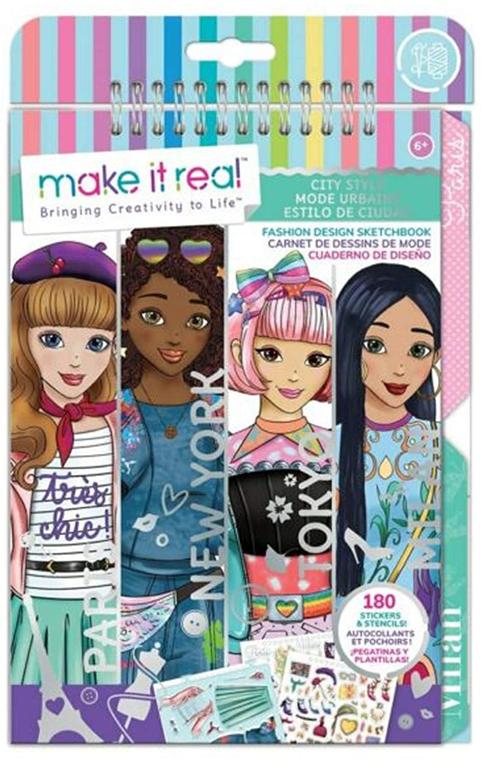Make It Real 2903205, schetsboek, stadsstijl, modeontwerpboek voor kinderen, veelkleurig