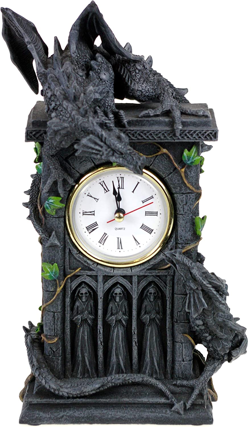 Nemesis Now Duelling Dragons Clock 26cm, Polyresin, Grey