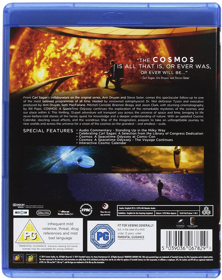 Cosmos: A Spacetime Odyssey [2014] [Region Free] -  Documentary [Blu-ray]