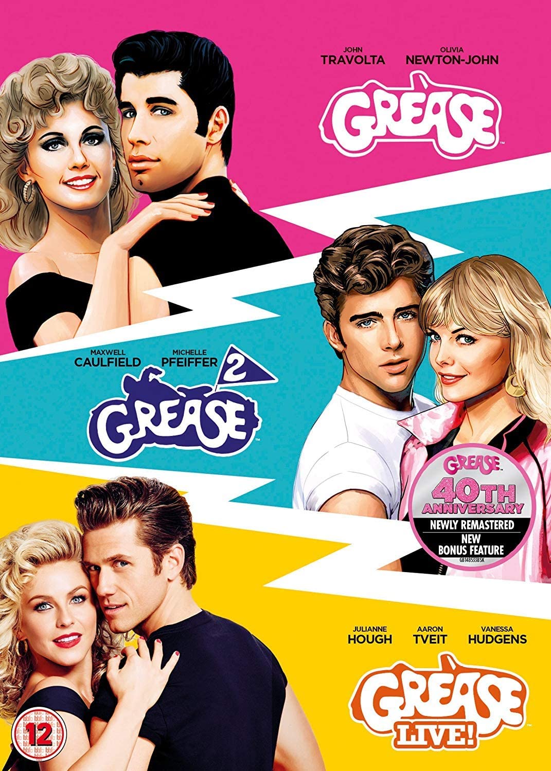 Grease 40th Anniversary Triple (Grease/Grease 2/Grease Live) [2018] – Komödie [DVD]