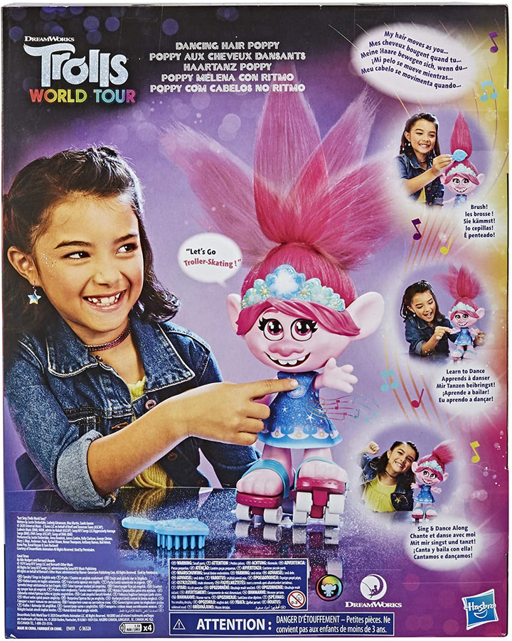 DreamWorks Trolls World Tour Dancing Hair Poppy Bambola interattiva parlante e cantante con movimento