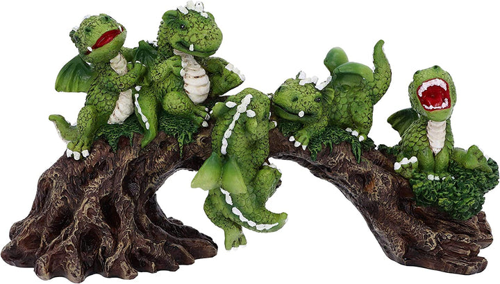 Daring Dragonlings Green Baby Dragons on Branch Figurine