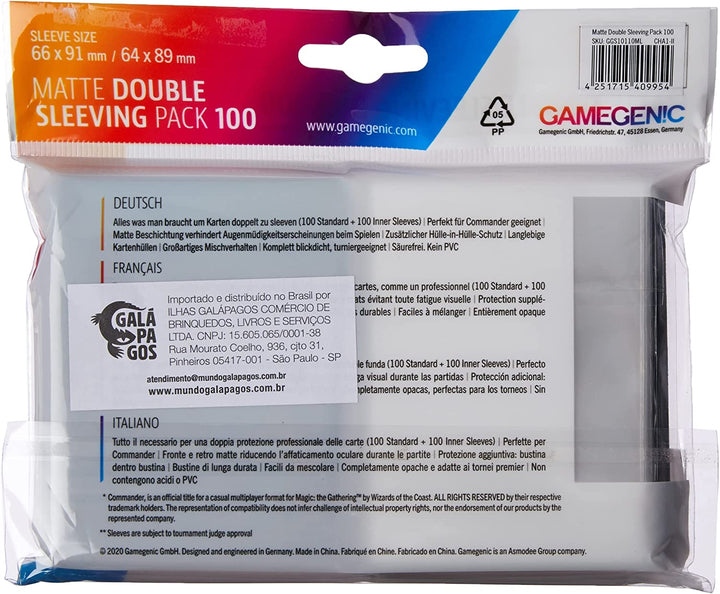 Matte Doppelhülle EINHEIT Gamegenic Pack 100 – Klar &amp; Schwarz (2 x 100 Stück)