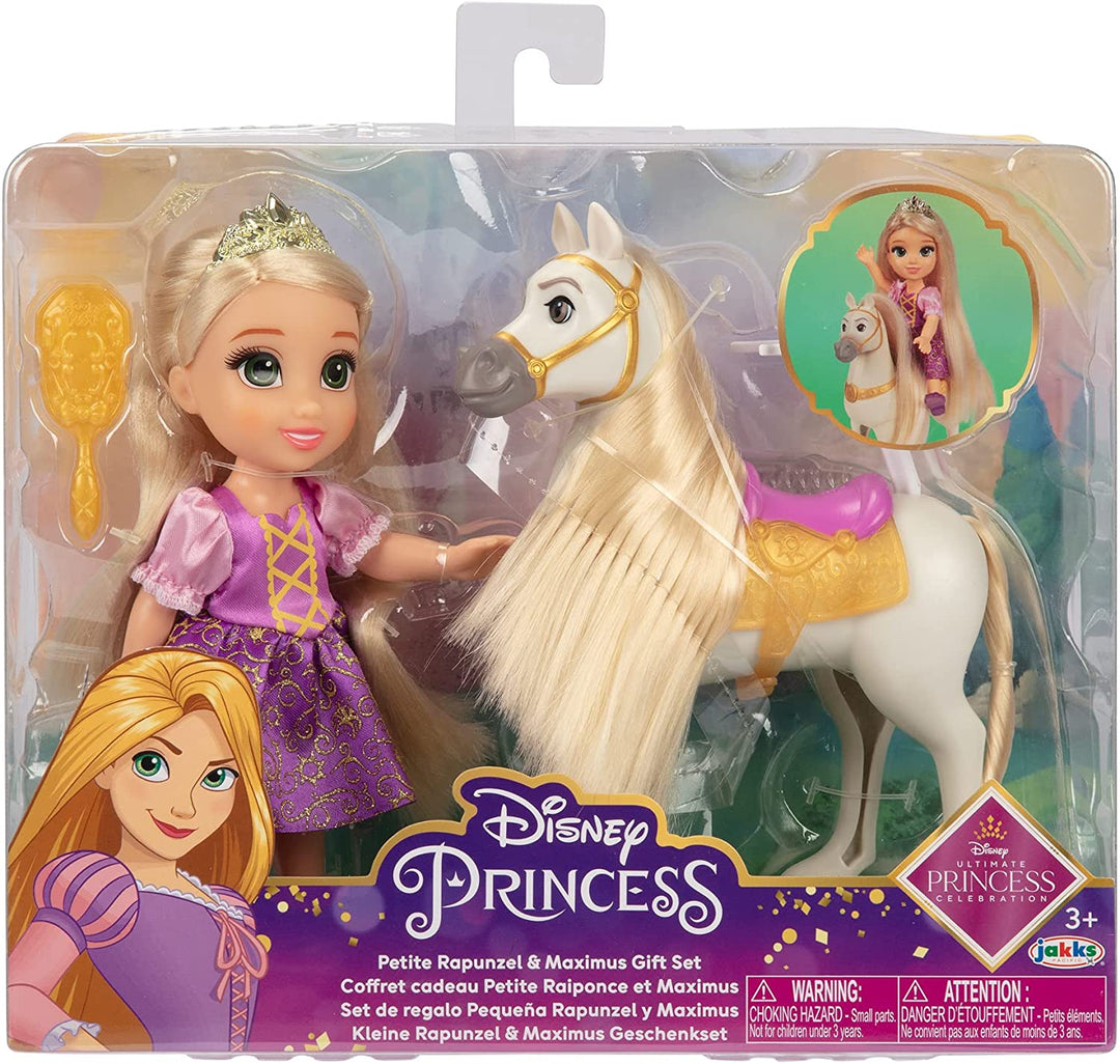 Geschenkset mit Disney-Prinzessin Rapunzel-Puppe und Maximus Petite